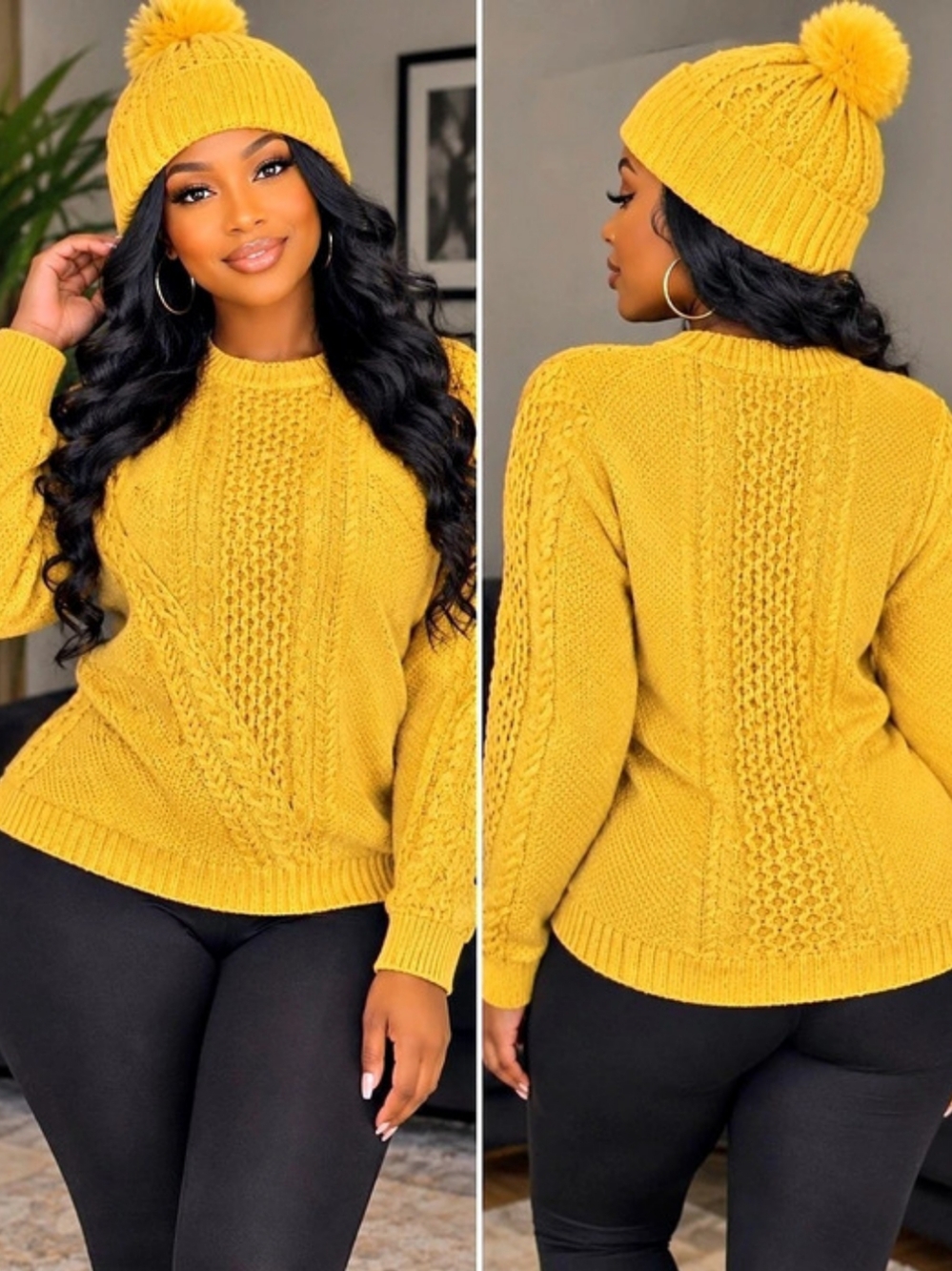 Old Navy Cable-Knit Crewneck Sweater in Yellow XL Like New